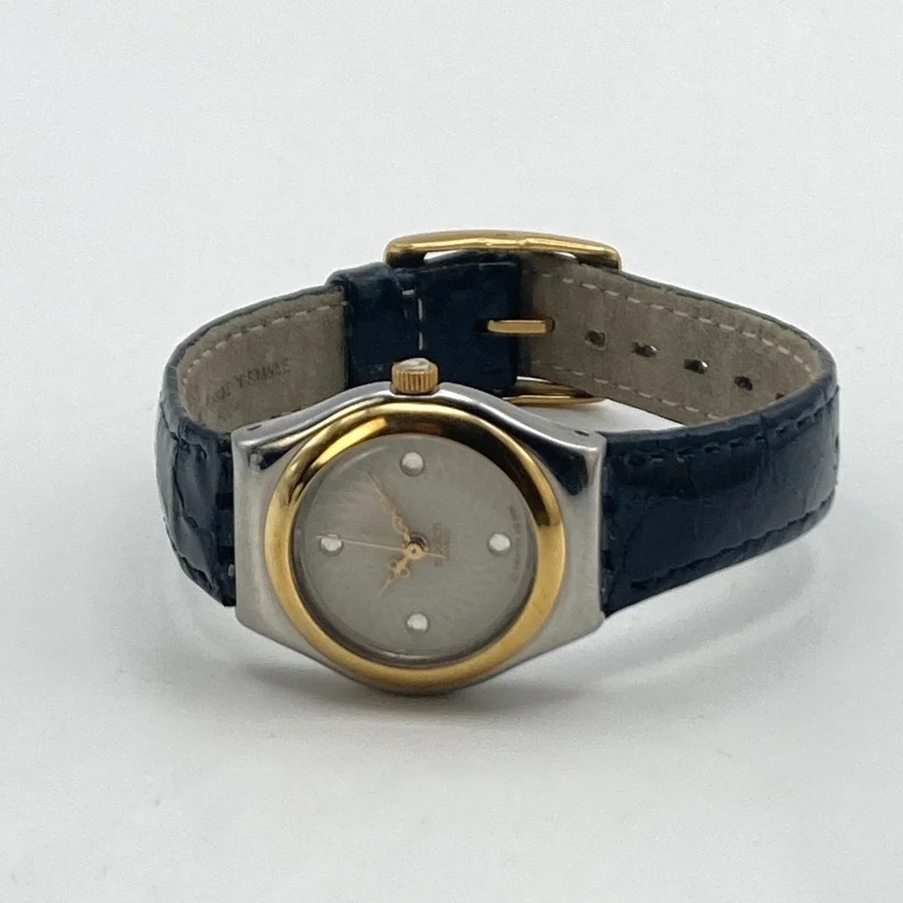 Swatch Irony Lady Reverence Watch 24mm Gold Silver Tone Swiss New Battery 7.5